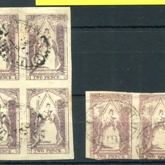 1852/54 2d "Queen on Throne" pair & "weak ...