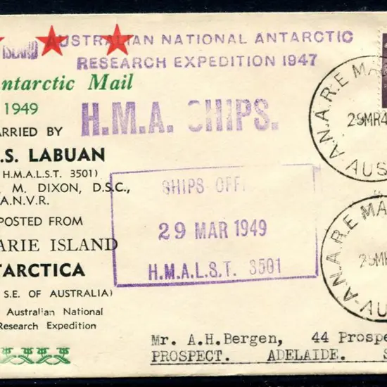 1949 (29th Mar) "Special Antarctic Mail 1949 ...