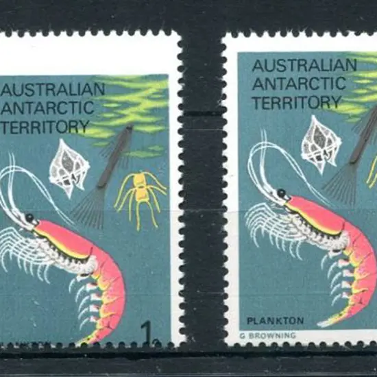 1973 1c Plankton horiz pair with massive perf ...