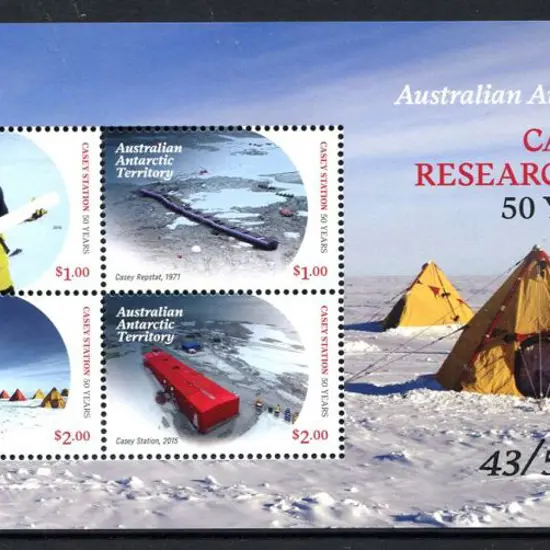 2019 Casey Research Station 50th Anniv M/S ovptd ...
