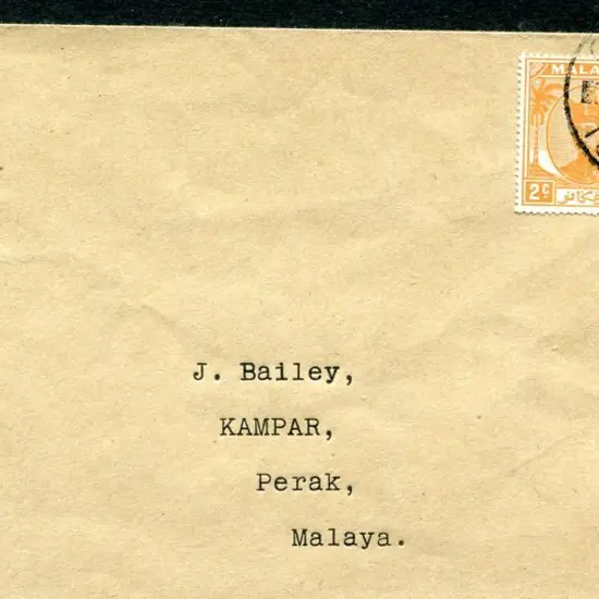 1954 (Nov) plain cover addressed to Perak franked ...
