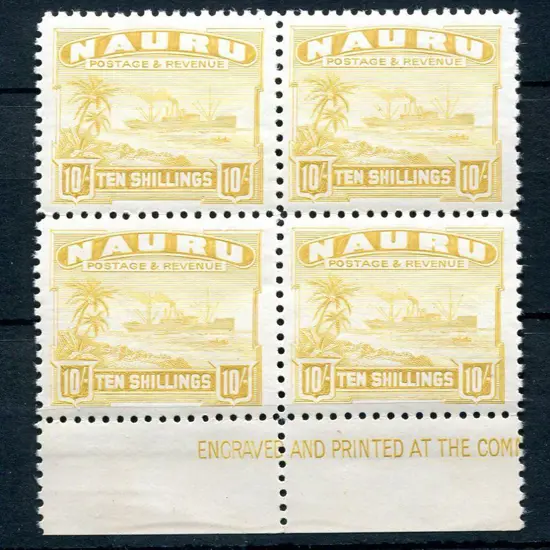 1924/48 10/- yellow ship on shiny paper in ...