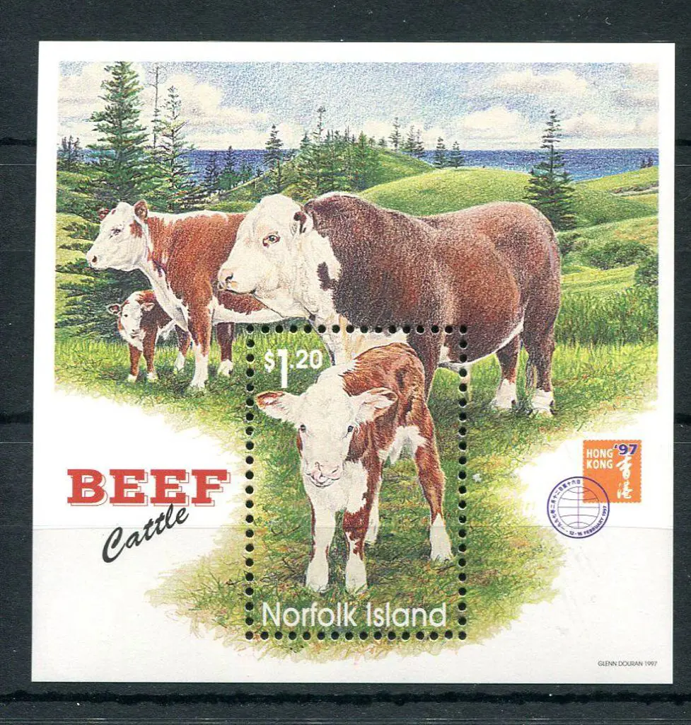 1997 $1.20 Beef Cattle M/S ovptd Hong Kong. MUH SG ... Image 1++