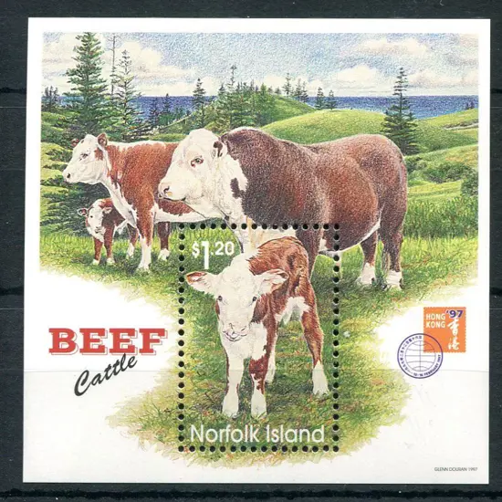1997 $1.20 Beef Cattle M/S ovptd Hong Kong. MUH SG ...