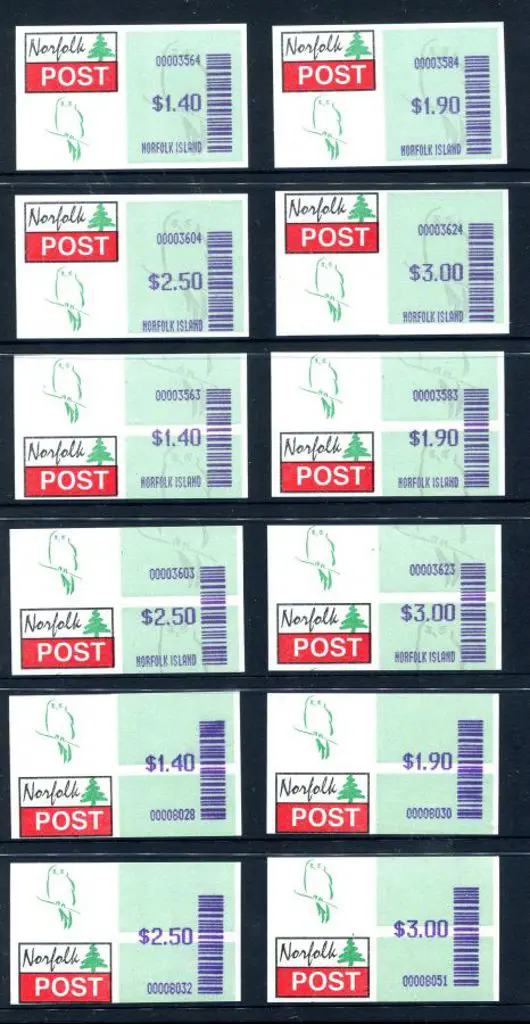 2000 "Norfolk Post" Postage labels in sets of 4 ... Image 1++