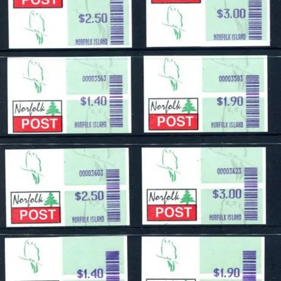 2000 "Norfolk Post" Postage labels in sets of 4 ...