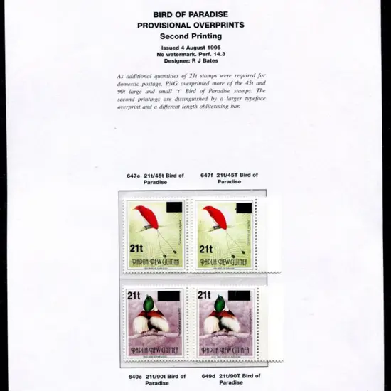 1995 Birds of Paradise set of 4 with 4th August ...