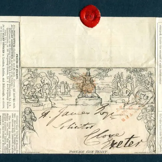 1840 1d black Mulready Letter Sheet with ...