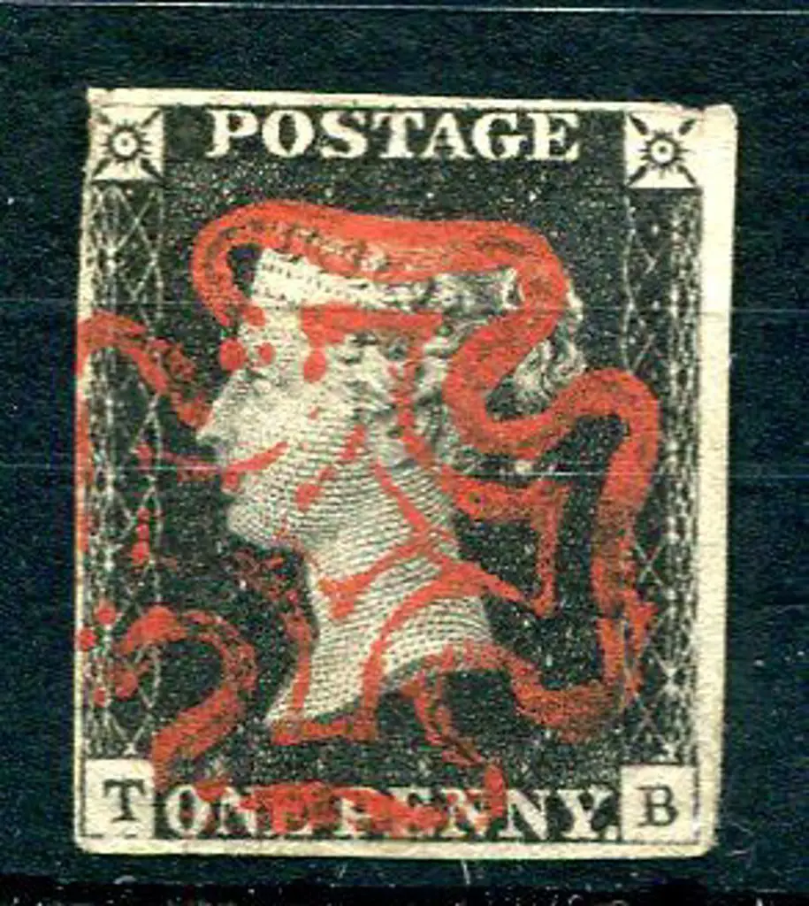 1840 1d black superb used with bold upright red ... Image 1++