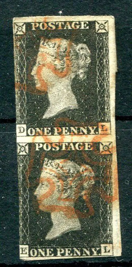 1840 1d black vert pair F/U with 2 strikes of the ... Image 1++