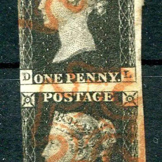 1840 1d black vert pair F/U with 2 strikes of the ...