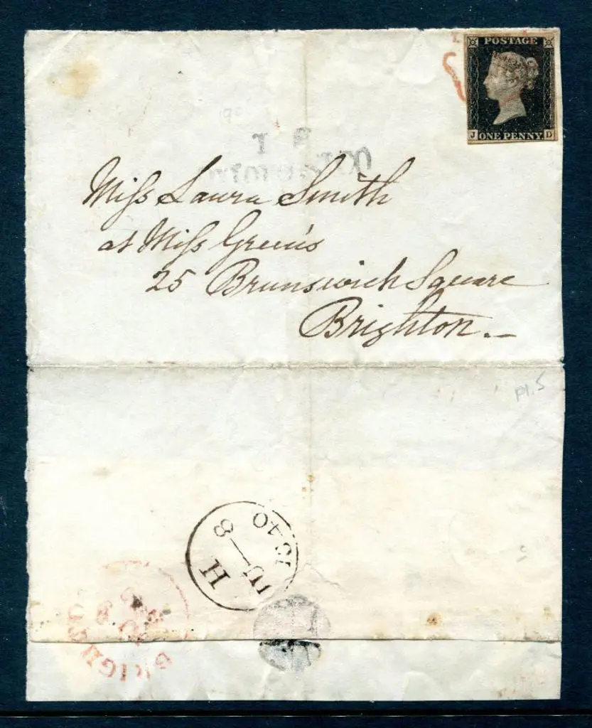 1840 1d black, plate 5, with 4 good to touching ... Image 1++