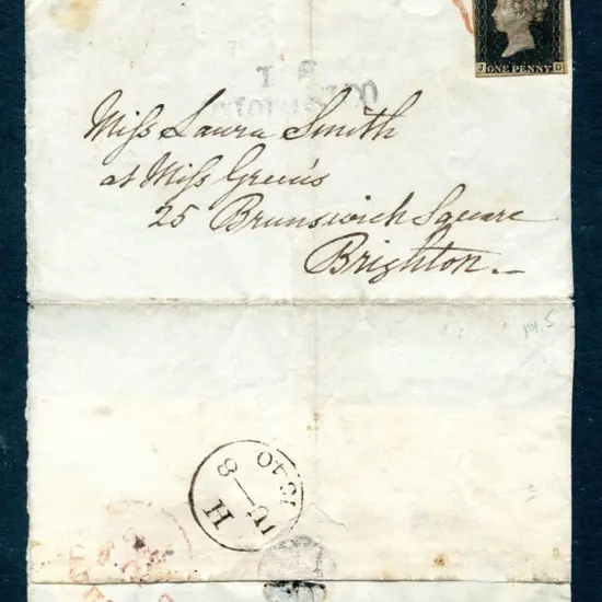 1840 1d black, plate 5, with 4 good to touching ...