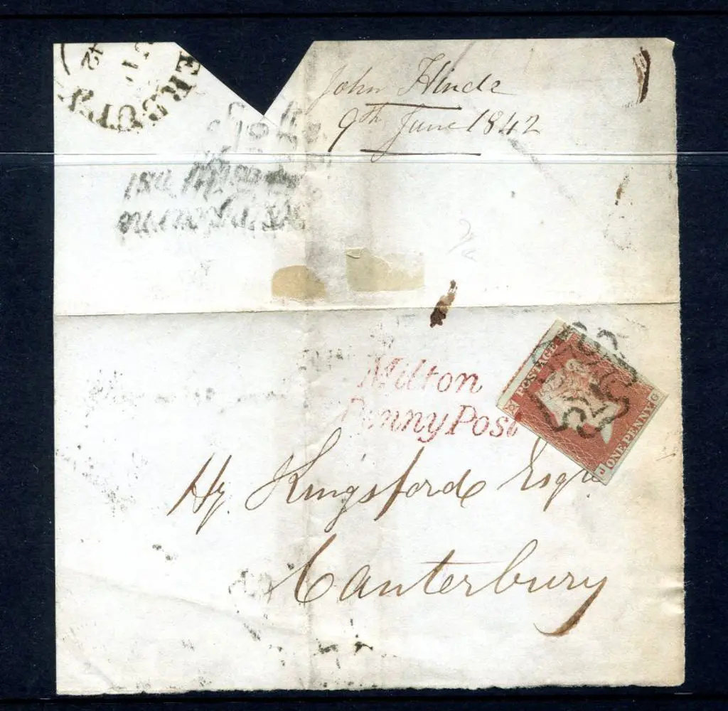 1841 1d red-brown tied to part cover by bold, ... Image 1++