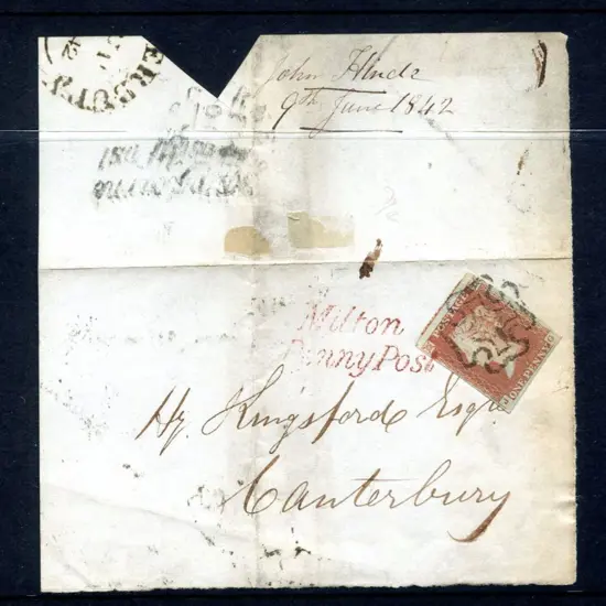 1841 1d red-brown tied to part cover by bold, ...