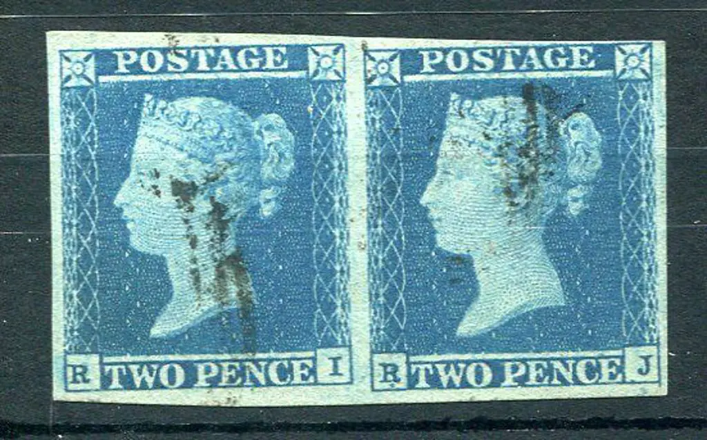 1841 2d blue horizontal imperf pair with broad ... Image 1++