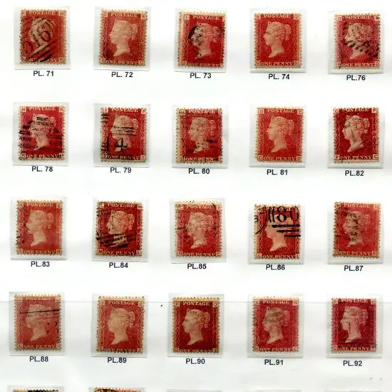 1858/79 1d reds complete plate number used ...
