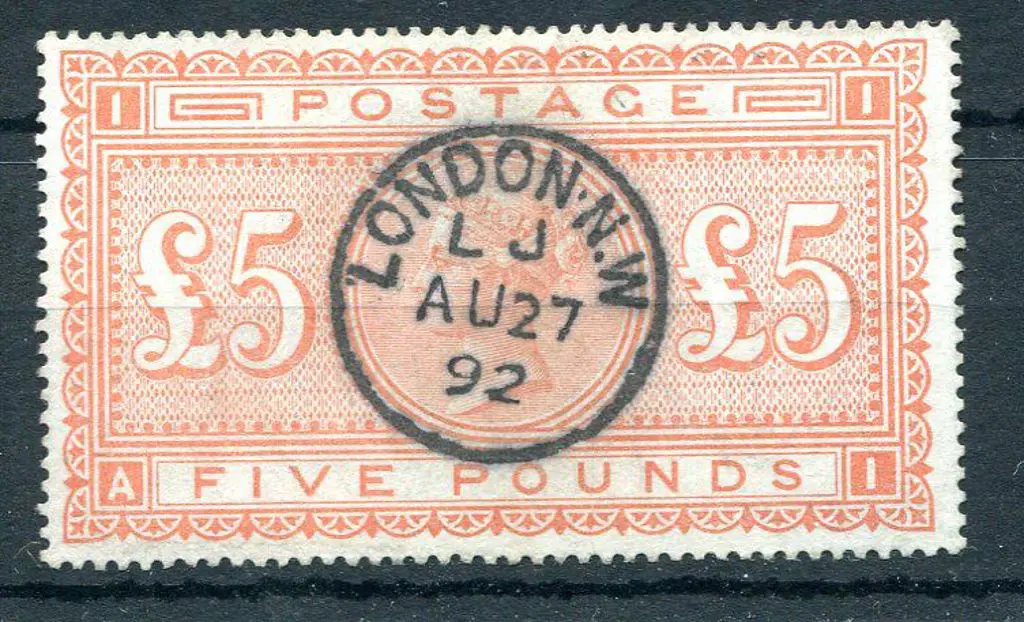 1882 £5 orange on white paper. F/U by crisp, ... Image 1++