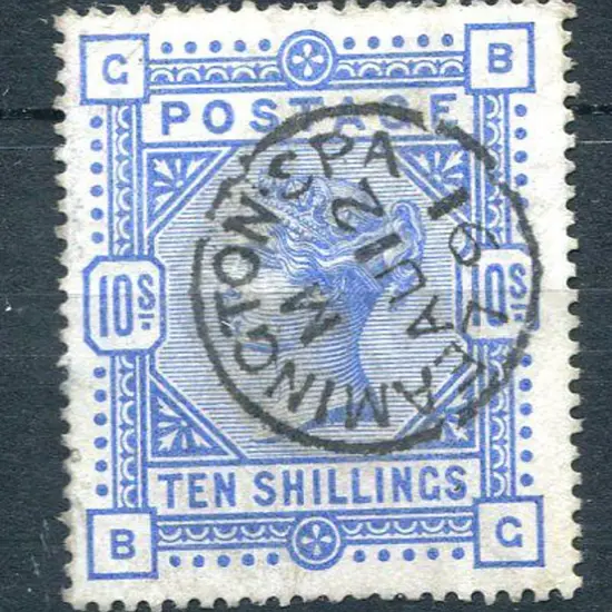 1883/84 10/- ultramarine. Superb used by a "socked ...