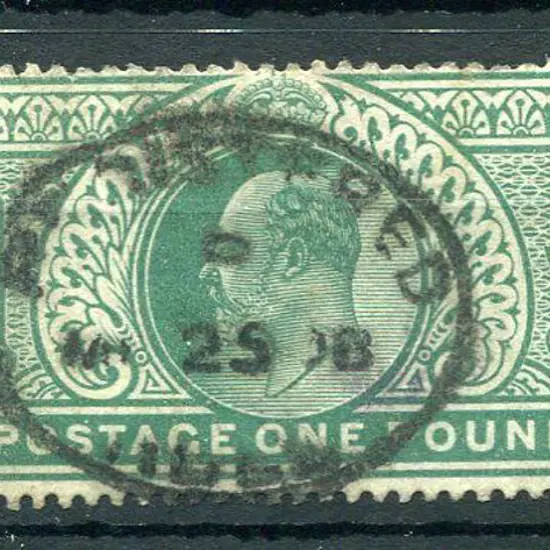 1902/10 £1 dull blue-green KEVII fine used by 1908 ...