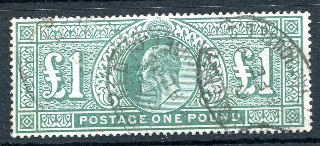 1902/10 £1 dull blue-green KEVII. Fine used with 3 ... Image 1++