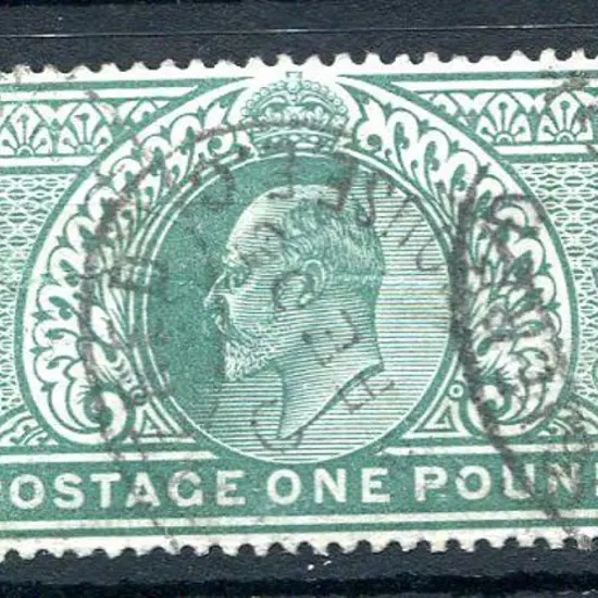 1902/10 £1 dull blue-green KEVII. Fine used with 3 ...