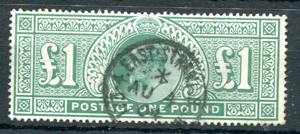 1902/10 £1 dull blue green KEVII with centrally ... Image 1++