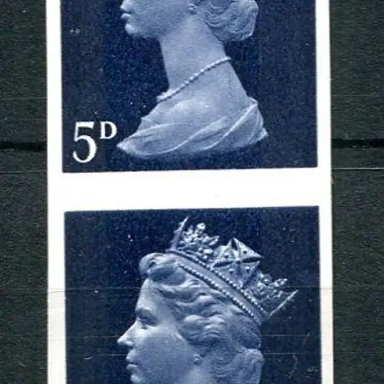 1968 5d royal blue Machin imperforate vertical ...