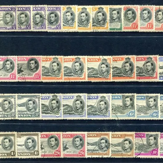 Ascension 1938/47 KGVI set to 10/- in all perfs & ...
