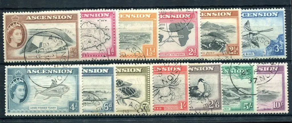 Ascension 1956 QEII Defins to 10/-. Fine used. SG ... Image 1++