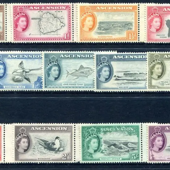 Ascension 1956 QEII Defins to 10/-. All MUH ...
