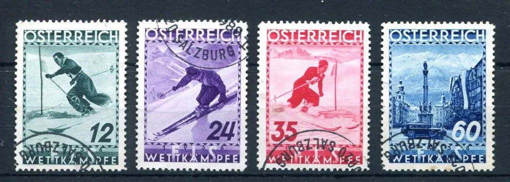 Austria 1936 Ski Championships set of 4. Fine used ... Image 1++