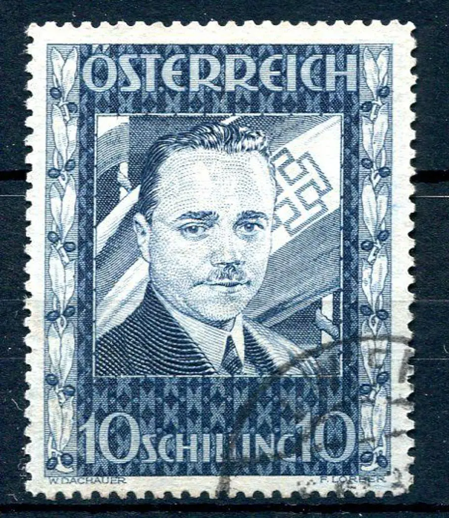 Austria 1936 10s Dolfuss. Fine used. Rarely seen ... Image 1++