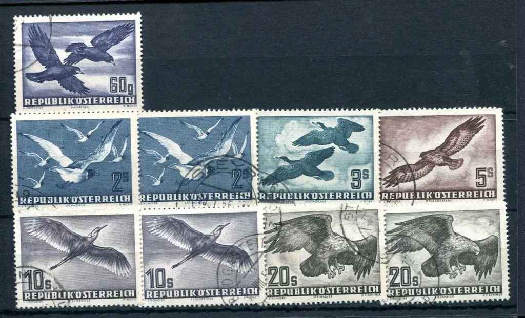 Austria 1950/53 60g, 2s x 2, 3s, 5s, 10s x 2 & 20s ... Image 1++
