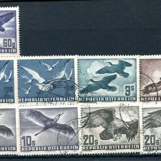 Austria 1950/53 60g, 2s x 2, 3s, 5s, 10s x 2 & 20s ...