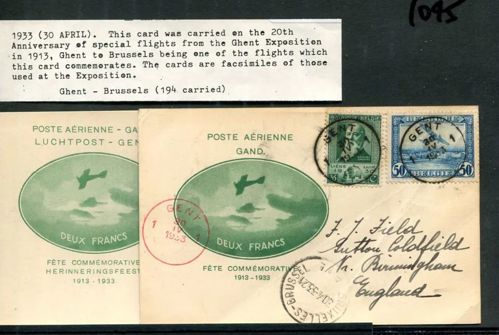 Belgium 1933 (30th April) 20th Anniv illust flight ... Image 1++