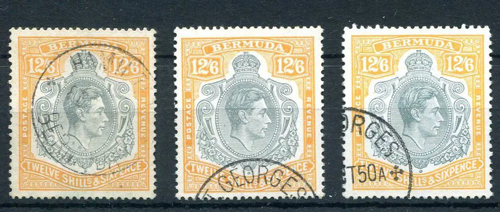 Bermuda 1938/53 KGVI 12/6d deep grey & brownish ... Image 1++