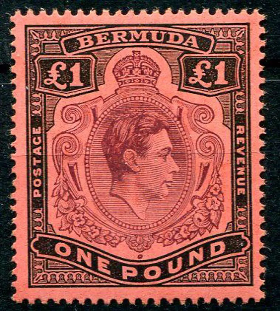 Bermuda 1938/53 KGVI £1 deep reddish & black on ... Image 1++
