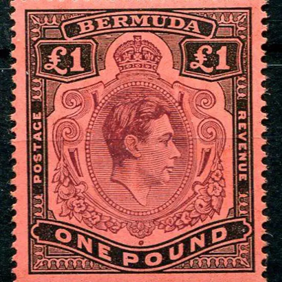 Bermuda 1938/53 KGVI £1 deep reddish & black on ...