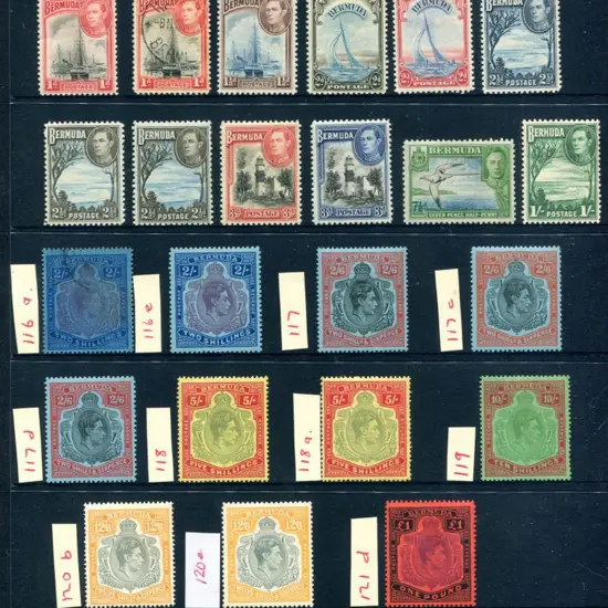 Bermuda 1938/53 KGVI set MLH to £1 with key types ...