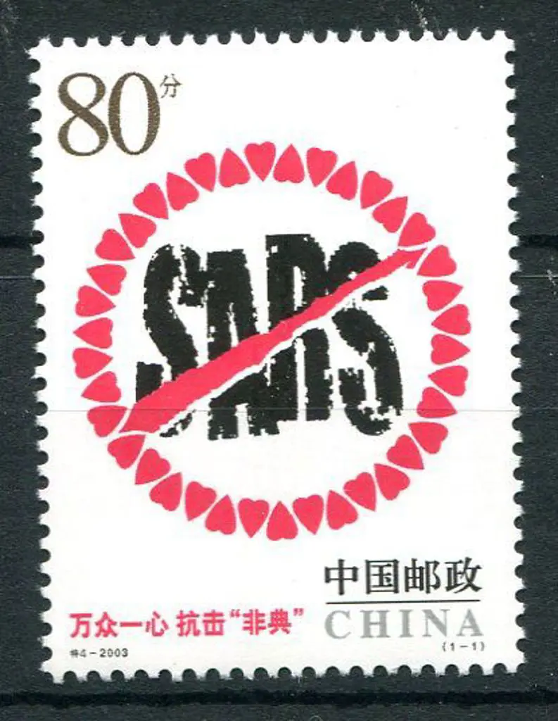 China 2003 80f "SARS" Stop sign with fluorescent ... Image 1++