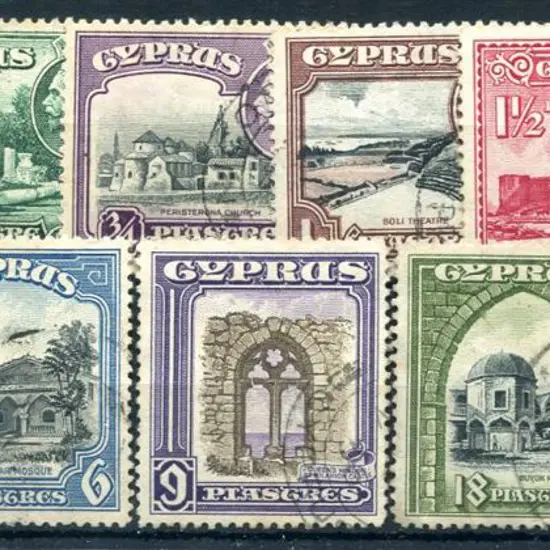 Cyprus 1934 KGV pictorials to 45pi F/used. SG ...