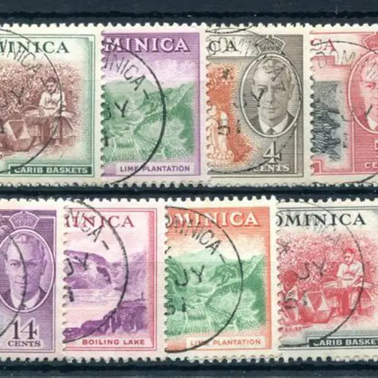 Dominica 1951 KGVI defins complete to $2.40. Fine ...