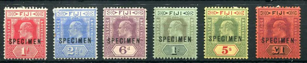 Fiji 1906/12 1d to £1 KEVII MCA wmk set of 6 ovptd ... Image 1++