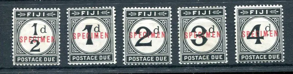 Fiji 1918 ½d to 4d Postage Dues ovptd "SPECIMEN". ... Image 1++