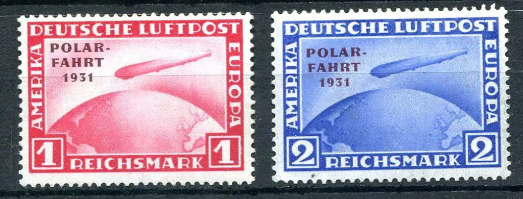 Germany 1931 1m & 2m Polar Flight pair. MLH. SG ... Image 1++