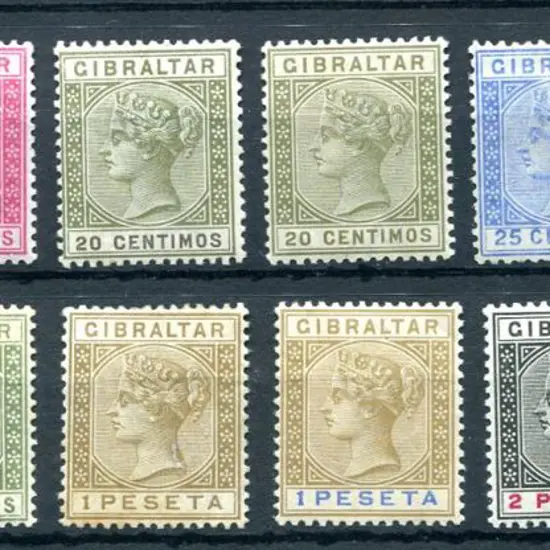 Gibraltar 1889/76 5c to 5p QV set of 12 in Spanish ...