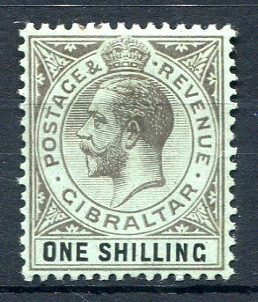 Gibraltar 1912/24 1/- black/green KGV on ordinary ... Image 1++