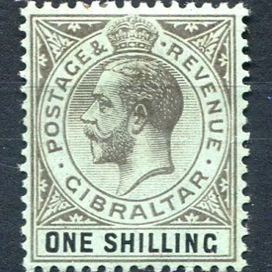 Gibraltar 1912/24 1/- black/green KGV on ordinary ...