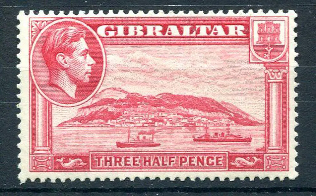 Gibraltar 1938/51 1½d carmine KGVI, perf. 13½. MLH ... Image 1++